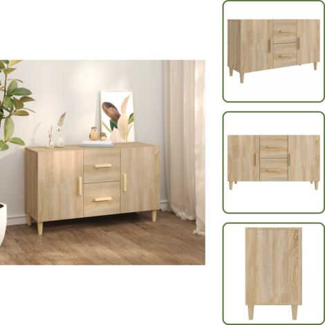 Credenza decorativa - vidaXL Credenza Rovere Sonoma 100x36x60 cm in Legno Multistrato - Credenza con cassetti