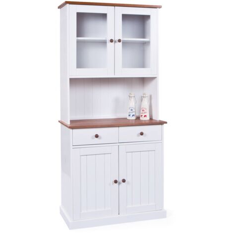 Credenza Dmccart, Madia 4 Ripiani, 2 Cassetti, 45x90x181h cm Bianco