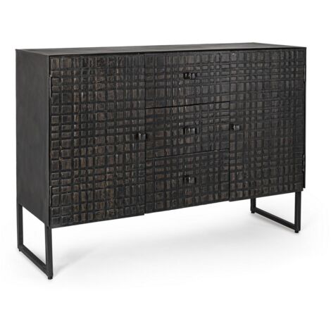 Credenza "Dorset" con struttura in acciaio, cassetti in legno, stile industriale -2 Ante - 3 Cassetti