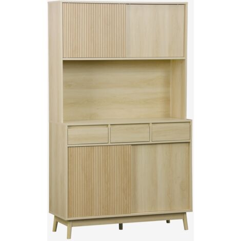 Credenza effetto legno a 4 ante e 3 cassetti, 110cm