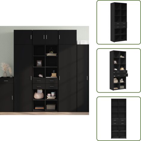 Credenza elegante - vidaXL Credenza Nera 70x42,5x185 cm in Legno Multistrato - Credenza con ripiani