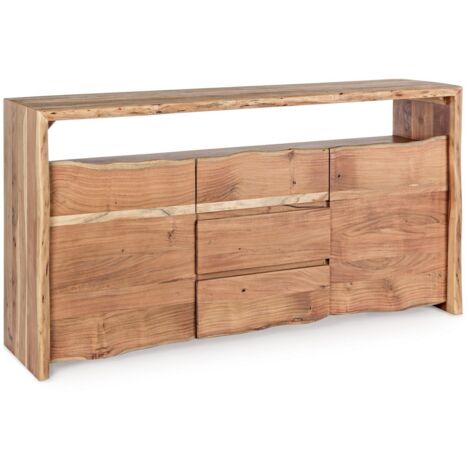 Credenza "Eneas", 2 ante e 3 cassetti, struttura in legno di acacia, 160 cm