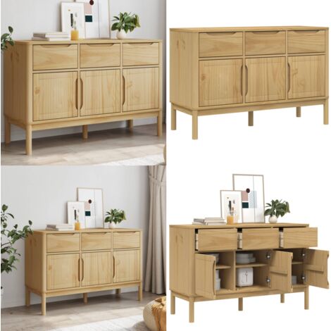 Credenza FLORO Marrone Cera 114x43x74 cm in Legno di Pino - Credenza moderna - Credenza in pino