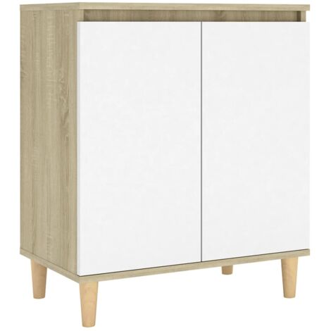 Credenza Moderna Stile Cottage 2 Piano in Legno Chiaro e Beige Clio Clio 