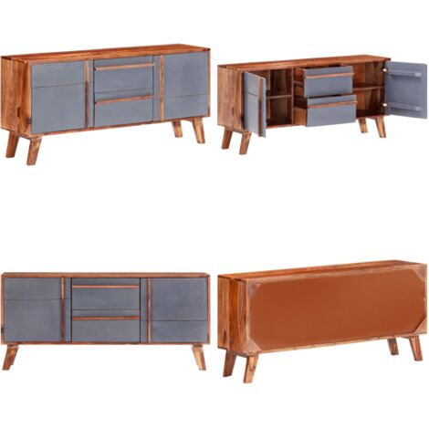 Credenza Grigia 120x30x55 cm in Legno Massello - Credenza grigia - Credenza con cassetti