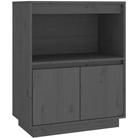 Credenza Grigia 60x34x75 cm in Legno Massello di Pino vidaXL