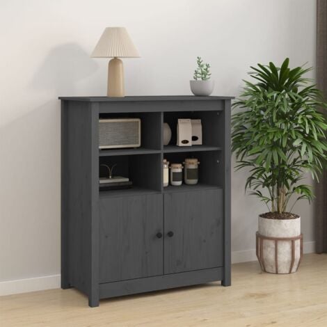 Credenza alta moderna soggiorno 100x110cm grigio chiaro nero Cadice