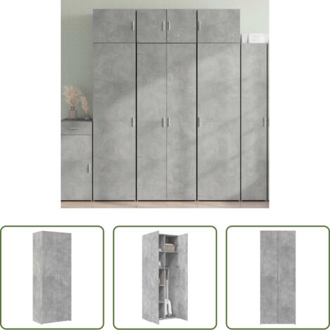 Credenza grigia cemento -  Credenza Grigio Cemento 70x42,5x185 cm in Legno Ingegnerizzato