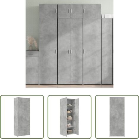 Credenza grigia cemento -  Credenza Grigio Cemento 70x42,5x185 cm in Legno Ingegnerizzato