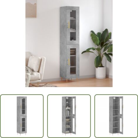 Credenza grigia -  Credenza Grigio Cemento 34,5x34x180 cm in Legno Multistrato