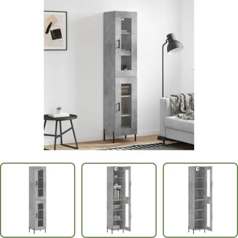 Credenza grigia -  Credenza Grigio Cemento 34,5x34x180 cm in Legno Multistrato