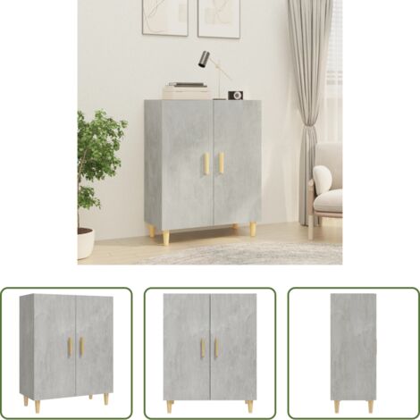 Credenza grigia -  Credenza Grigio Cemento 70x34x90 cm in Legno Multistrato