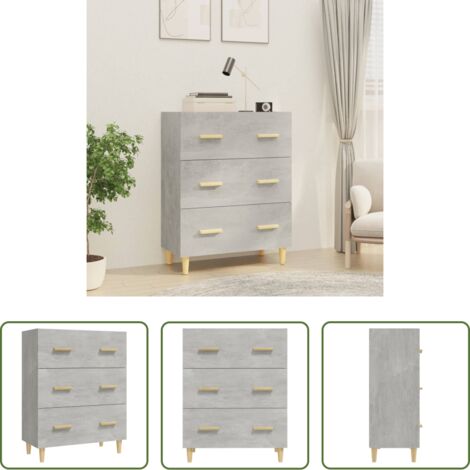 Credenza grigia -  Credenza Grigio Cemento 70x34x90 cm in Legno Multistrato