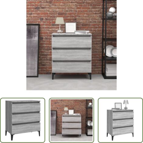 Credenza grigia -  Credenza Grigio Sonoma 60x35x69 cm in Legno Multistrato