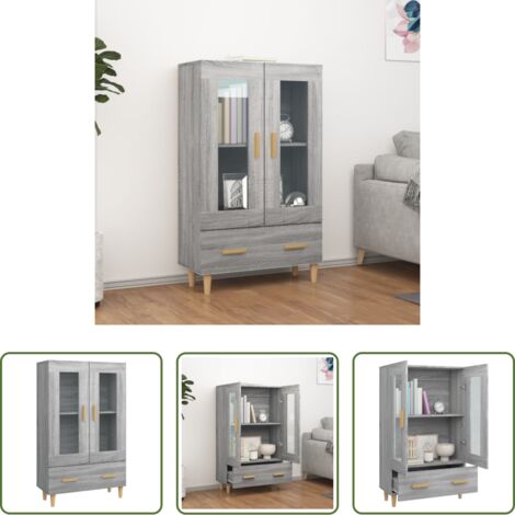 Credenza grigia -  Credenza Grigio Sonoma 70x31x115 cm in Legno Multistrato