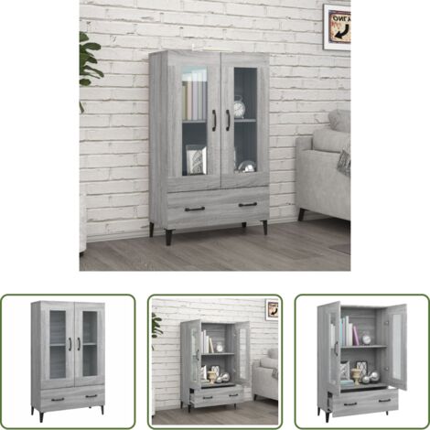Credenza grigia -  Credenza Grigio Sonoma 70x31x115 cm in Legno Multistrato