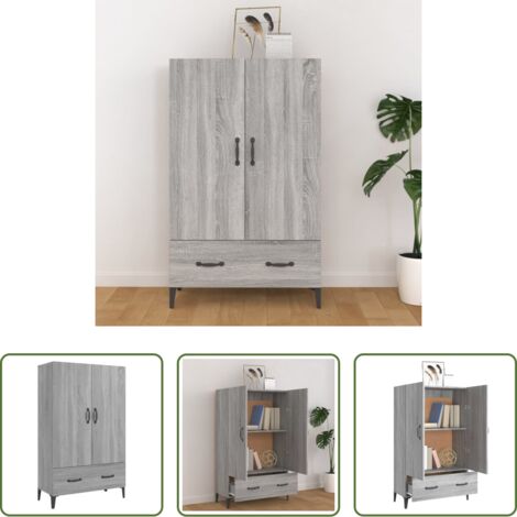 Credenza grigia -  Credenza Grigio Sonoma 70x31x115 cm in Legno Multistrato