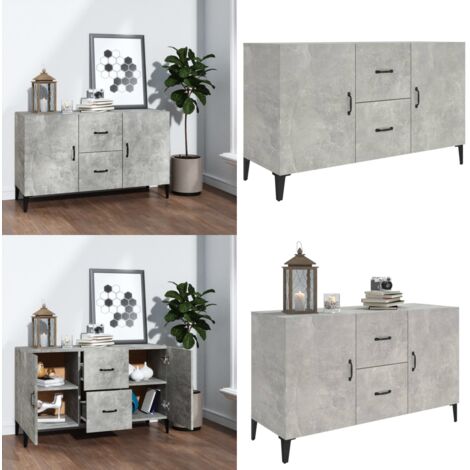 Credenza Grigio Cemento 100x36x60 cm in Legno Multistrato - Credenza grigio cemento - Credenza con cassetti