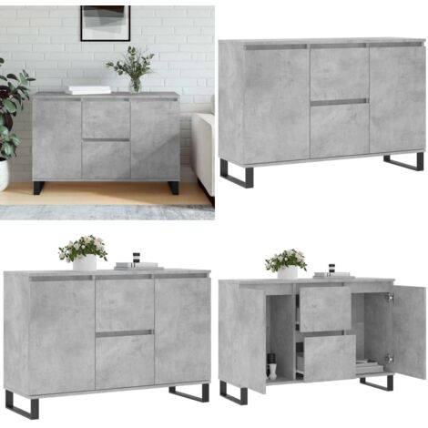 Credenza Grigio Cemento 101,5x35x70 cm in Legno Multistrato - Credenza grigio cemento - Credenza con gambe in ferro
