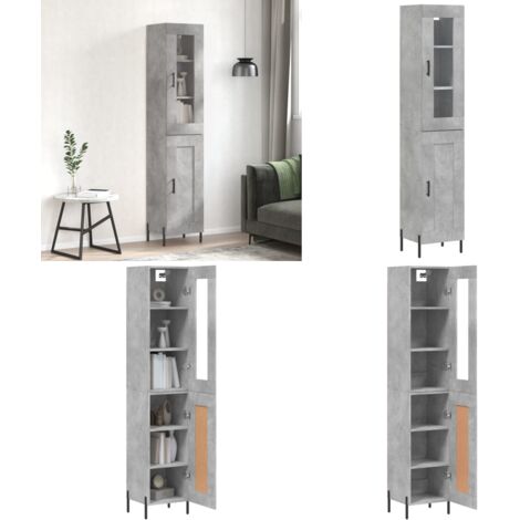 Credenza Grigio Cemento 34,5x34x180 cm in Legno Multistrato - Credenza grigia - Credenza cemento