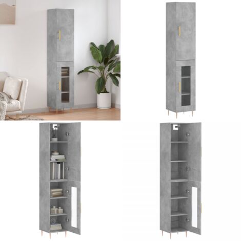 Credenza Grigio Cemento 34,5x34x180 cm in Legno Multistrato - Credenza grigio cemento - Credenza moderna