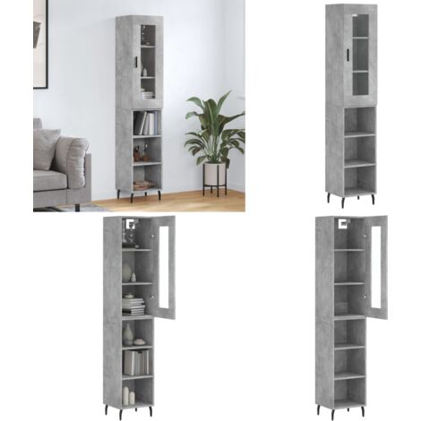 Credenza Grigio Cemento 34,5x34x180 cm in Legno Multistrato - Credenza grigio cemento - Credenza moderna