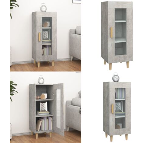 Credenza Grigio Cemento 34,5x34x90 cm in Legno Multistrato - Credenza grigio cemento - Credenza con ante in vetro