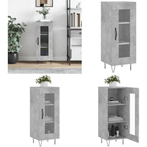 Credenza Grigio Cemento 34,5x34x90 cm in Legno Multistrato - Credenza grigio cemento - Credenza con ante in vetro