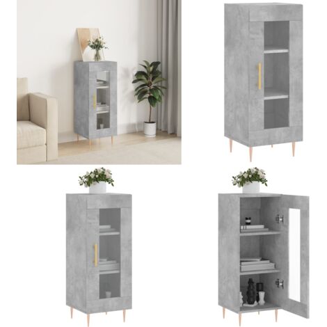 Credenza Grigio Cemento 34,5x34x90 cm in Legno Multistrato - Credenza grigio cemento - Credenza con ante in vetro