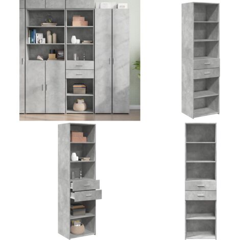 Credenza Grigio Cemento 50x42,5x185 cm in Legno Multistrato - Credenza grigio cemento - Credenza moderna