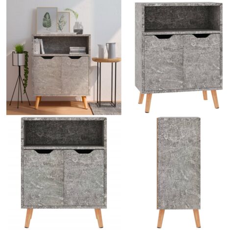 Credenza Grigio Cemento 60x30x72 cm in Legno Multistrato - Credenza grigio cemento - Credenza multistrato