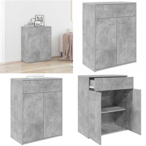 Credenza Grigio Cemento 60x30x75 cm in Legno Multistrato - Credenza grigio cemento - Credenza con ante e cassetto
