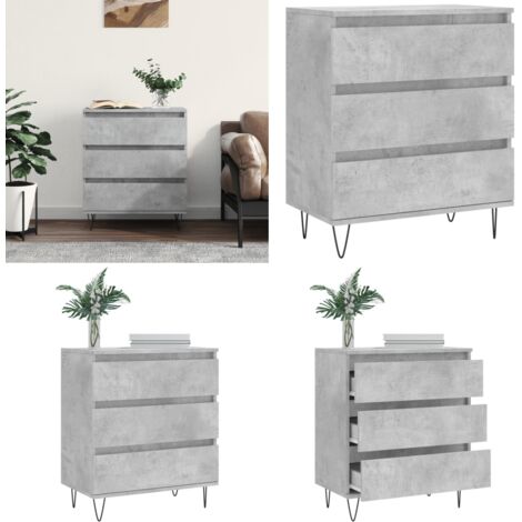 Credenza Grigio Cemento 60x35x70 cm in Legno Multistrato - Credenza grigio cemento - Credenza con gambe in ferro