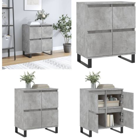 Credenza Grigio Cemento 60x35x70 cm in Legno Multistrato - Credenza grigio cemento - Credenza con gambe in ferro