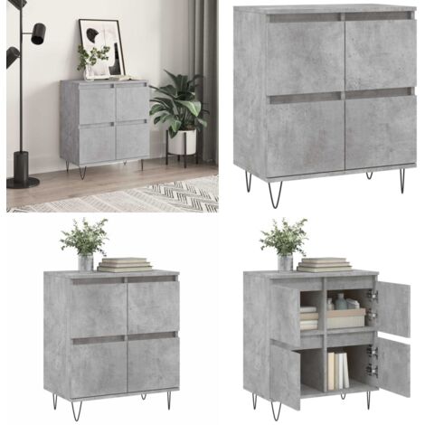 Credenza Grigio Cemento 60x35x70 cm in Legno Multistrato - Credenza grigio cemento - Credenza con gambe in ferro