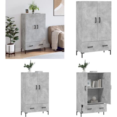 Credenza Grigio Cemento 69,5x31x115 cm in Legno Multistrato - Credenza moderna - Credenza grigia cemento