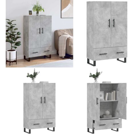 Credenza Grigio Cemento 69,5x31x115 cm in Legno Multistrato - Credenza moderna - Credenza grigia cemento