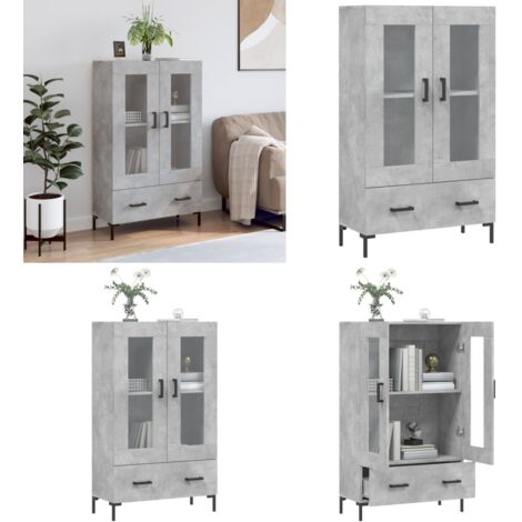 Credenza Grigio Cemento 69,5x31x115 cm in Legno Multistrato - Credenza moderna - Credenza grigio cemento