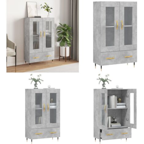 Credenza Grigio Cemento 69,5x31x115 cm in Legno Multistrato - Credenza moderna - Credenza grigio cemento