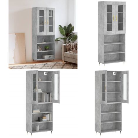 Credenza Grigio Cemento 69,5x34x180 cm in Legno Multistrato - Credenza grigia cemento - Credenza moderna