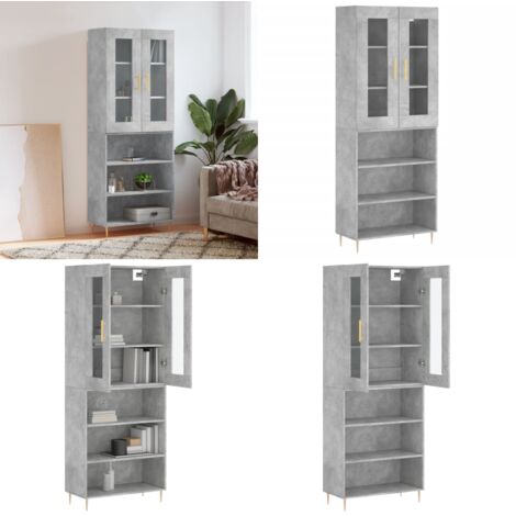 Credenza Grigio Cemento 69,5x34x180 cm in Legno Multistrato - Credenza grigia cemento - Credenza moderna