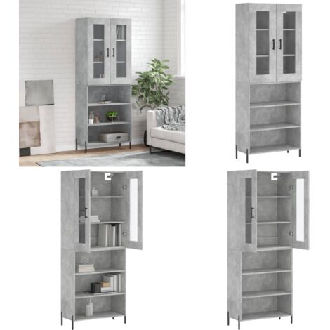 Credenza Grigio Cemento 69,5x34x180 cm in Legno Multistrato - Credenza grigia cemento - Credenza moderna