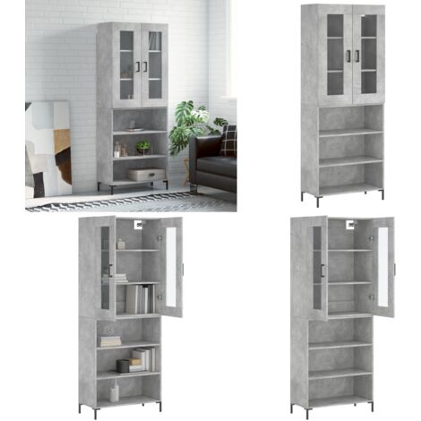 Credenza Grigio Cemento 69,5x34x180 cm in Legno Multistrato - Credenza grigia cemento - Credenza moderna