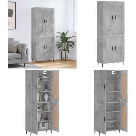Credenza Grigio Cemento 69,5x34x180 cm in Legno Multistrato - Credenza grigio cemento - Credenza con piedini in ferro
