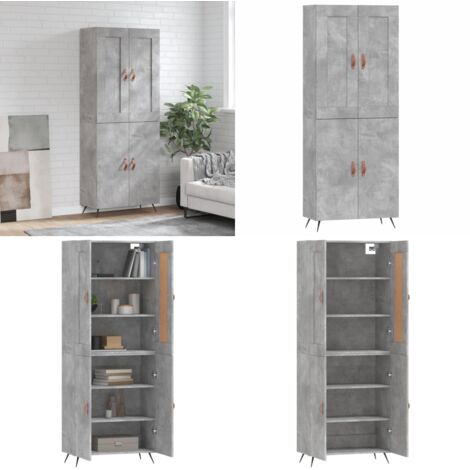 Credenza Grigio Cemento 69,5x34x180 cm in Legno Multistrato - Credenza grigio cemento - Credenza con piedini in ferro