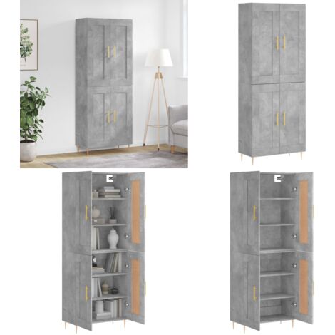 Credenza Grigio Cemento 69,5x34x180 cm in Legno Multistrato - Credenza grigio cemento - Credenza con piedini in ferro
