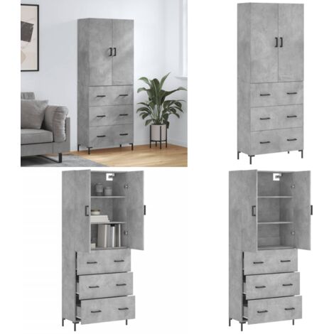 Credenza Grigio Cemento 69,5x34x180 cm in Legno Multistrato - Credenza grigio cemento - Credenza moderna