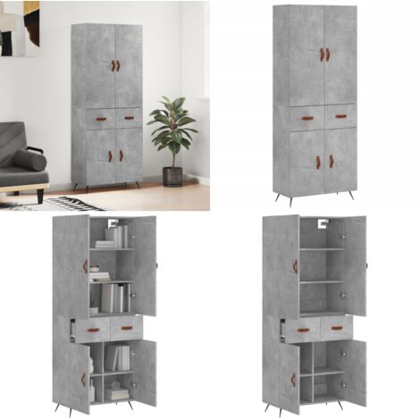 Credenza Grigio Cemento 69,5x34x180 cm in Legno Multistrato - Credenza grigio cemento - Credenza moderna