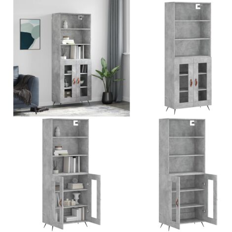 Credenza Grigio Cemento 69,5x34x180 cm in Legno Multistrato - Credenza grigio cemento - Credenza moderna