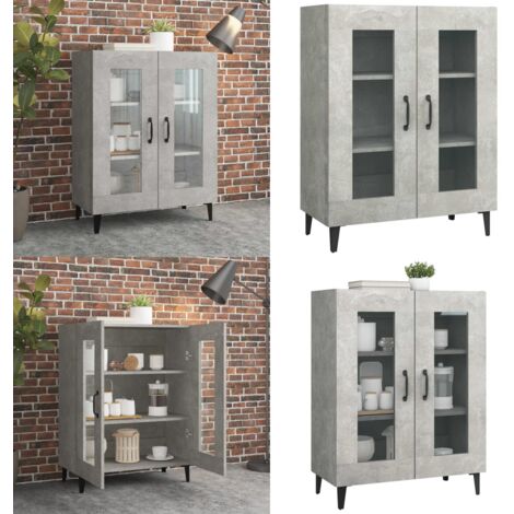 Credenza Grigio Cemento 69,5x34x90 cm in Legno Multistrato - Credenza grigio cemento - Credenza con ante in vetro
